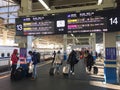 People coming to the station in Hiroshima, Japan